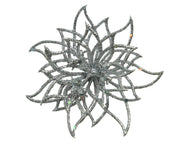 STELLA DI NATALE DECORATIVA CON CLIP GLITTERATA ARGENTO