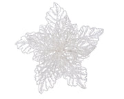 Poinsettia con clip D 23 cm bianco Peraga Christmas