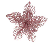 STELLA DI NATALE DECORATIVA SU CLIP IN PLASTICA 23X10CM GLITTERATA ROSA CIPRIA
