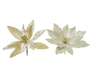 Fiore con clip D 28 cm avorio/oro Peraga Christmas