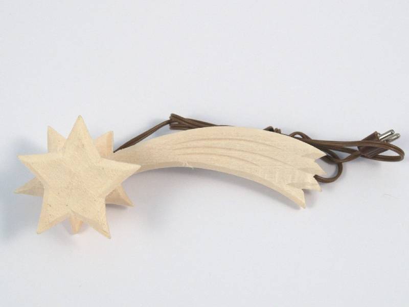 STELLA COMETA IN LEGNO CON LUCE PER PRESEPE 13X5 CM