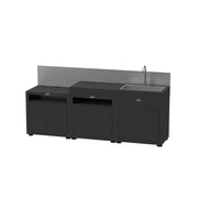 CUCINA COMPLETA 3 ELEMENTI 240X56.5X128CM NERA CON PARASPRUZZI