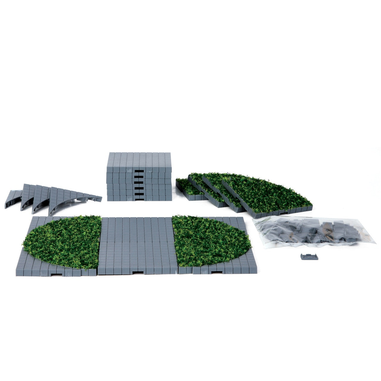 Plaza System (Grey, Round Grass) 24 pz - LEMAX COD. 64108