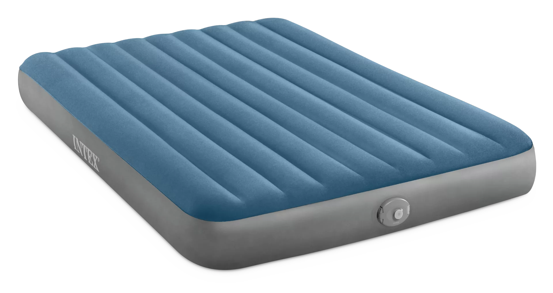 Materasso gonfiabile matrimoniale Dura-Beam Prestige Downy con pompa a batteria ricaricabile 152x203x25 cm Azzurro Grigio INTEX
