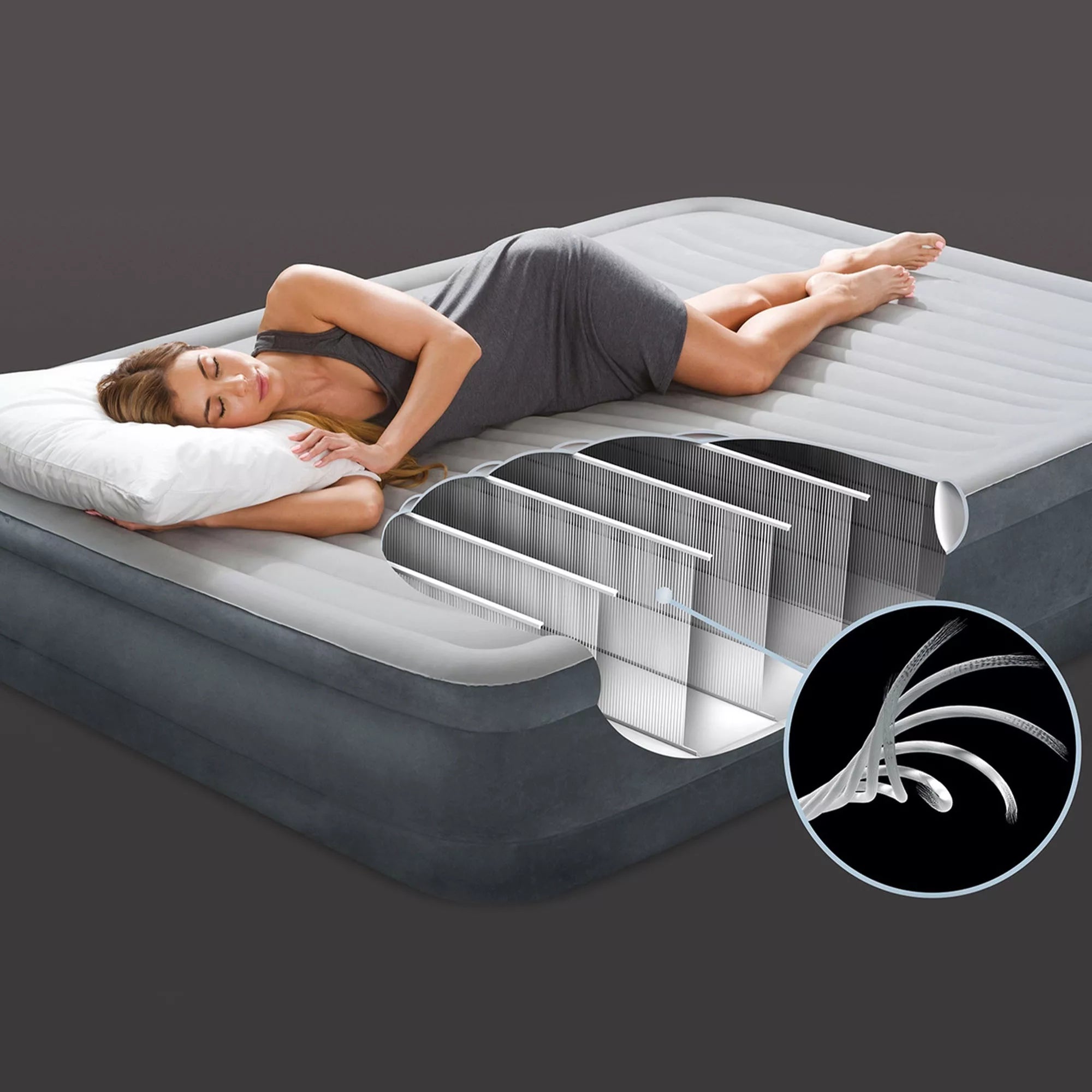 Materasso Gonfiabile Dura-Beam Comfort-Plush Elevated 99x191x46cm Grigio Chiaro Intex