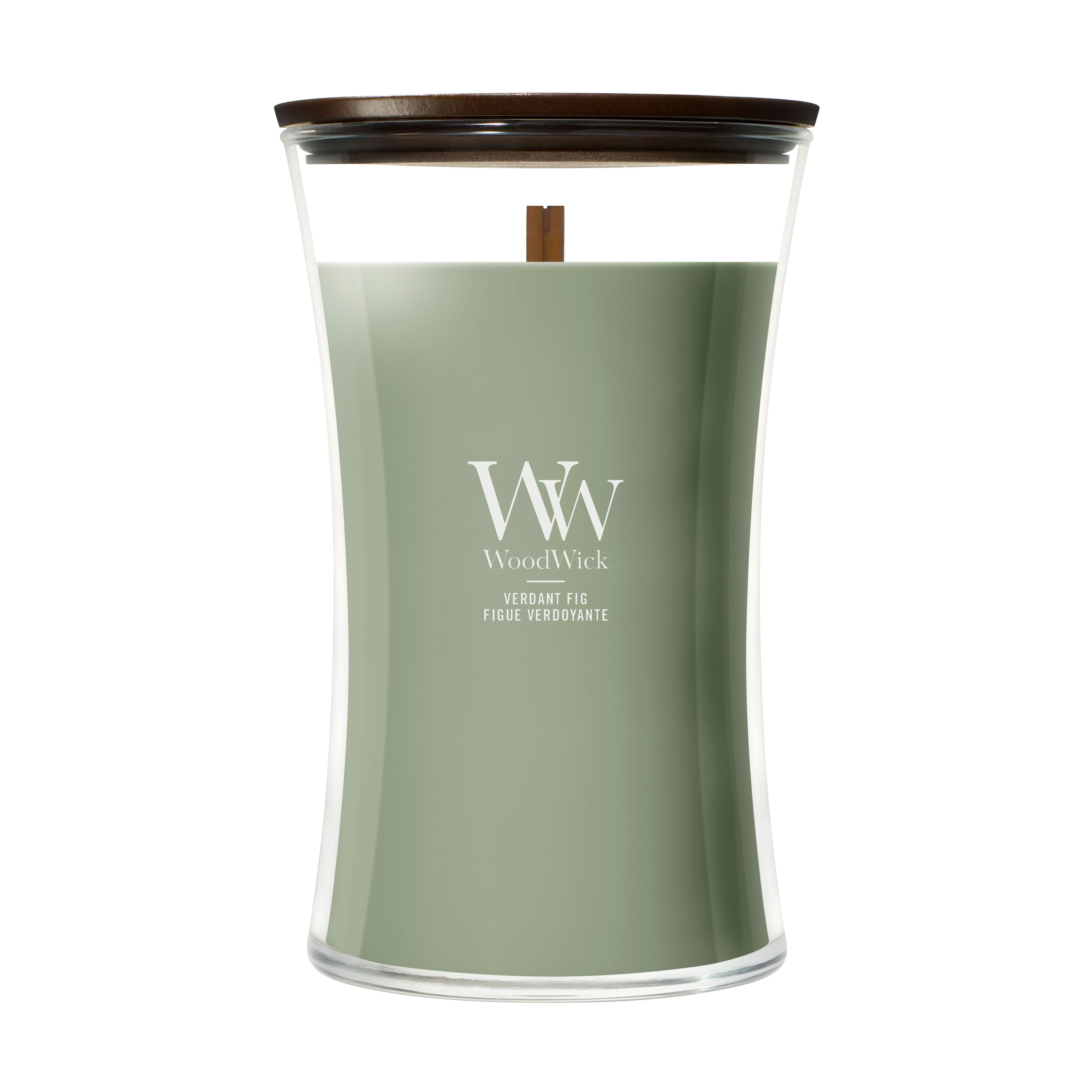 Candela clessidra grande Verdant Fig 609g Verde WoodWick