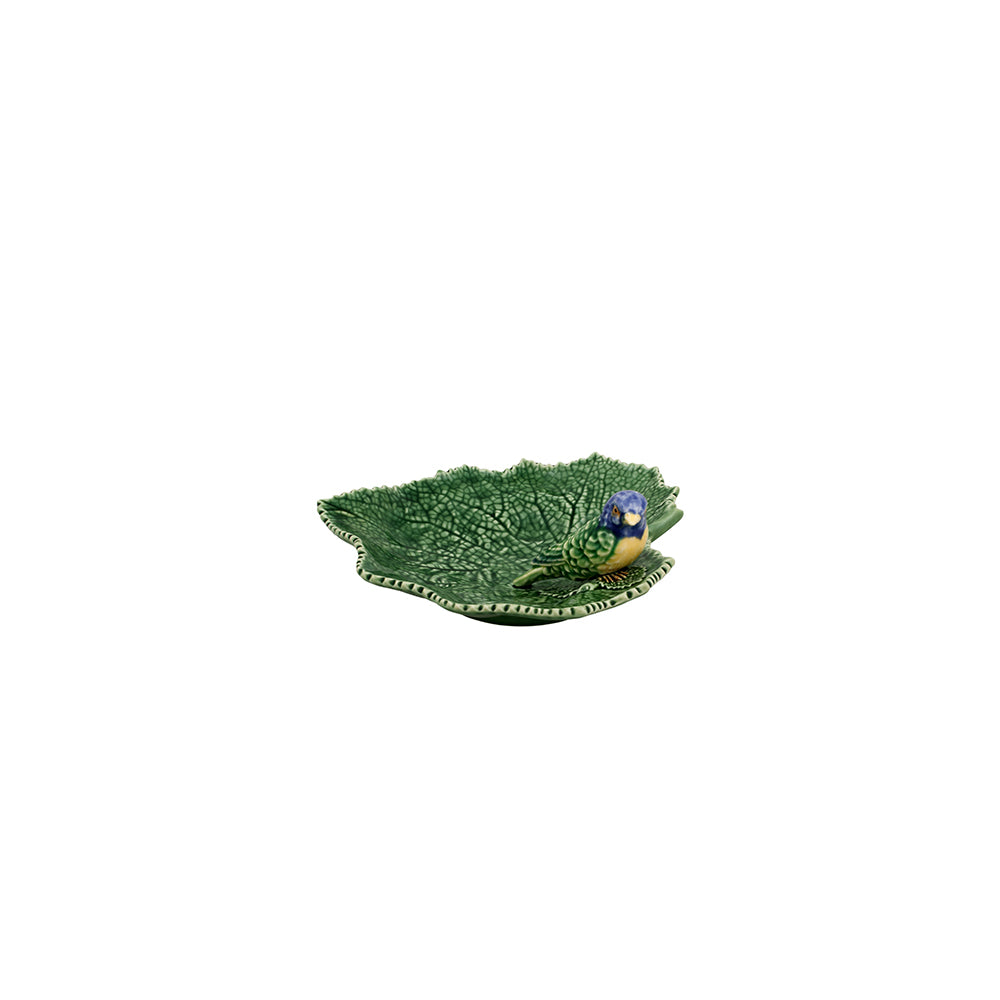 Foglia con Uccellino Blu 190x190x75mm Verde BORDALLO PINHEIRO