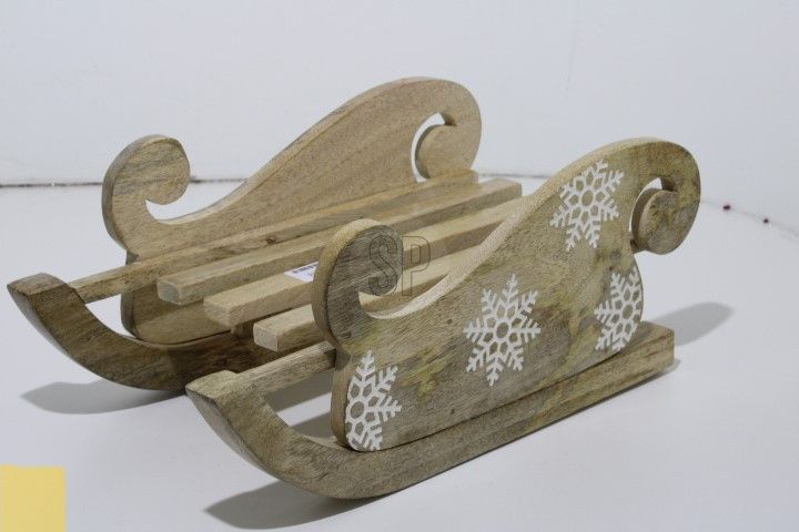 slitta in legno mango 32x14x18cm - marrone
