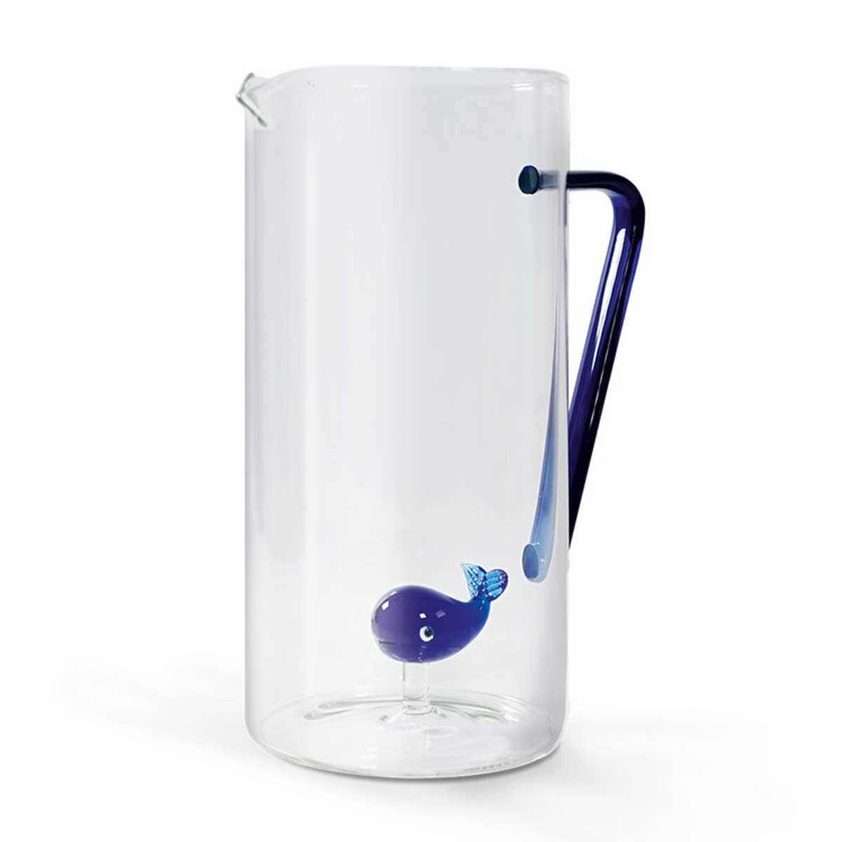 CARAFFA DA ACQUA BALENA MOBY DICK IN VETRO SOFFIATO