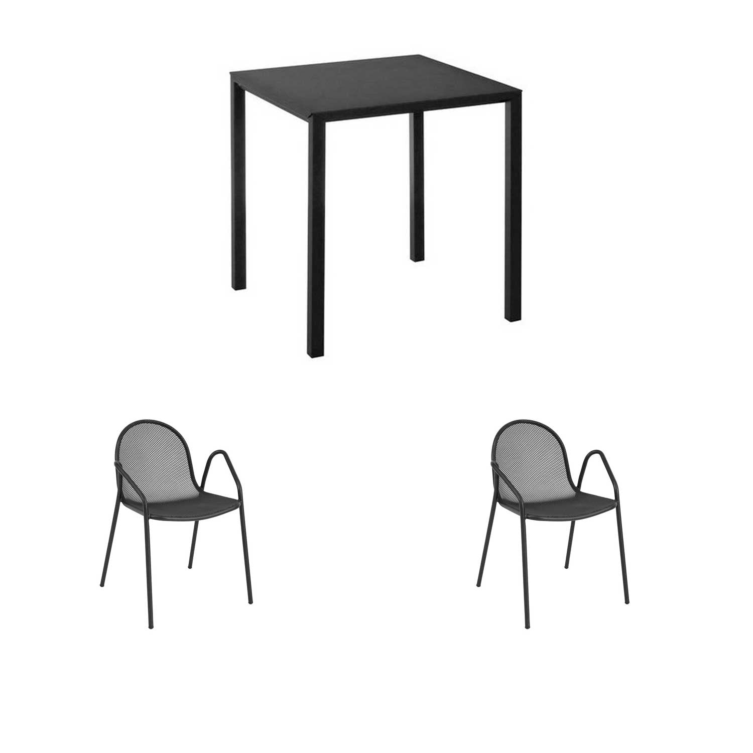 SET TAVOLO NOVA 80X80 + 2 POLTRONE NOVA