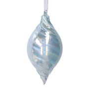 Pallina di Natale in vetro goccia azzurro cm D8h13 Peraga Christmas