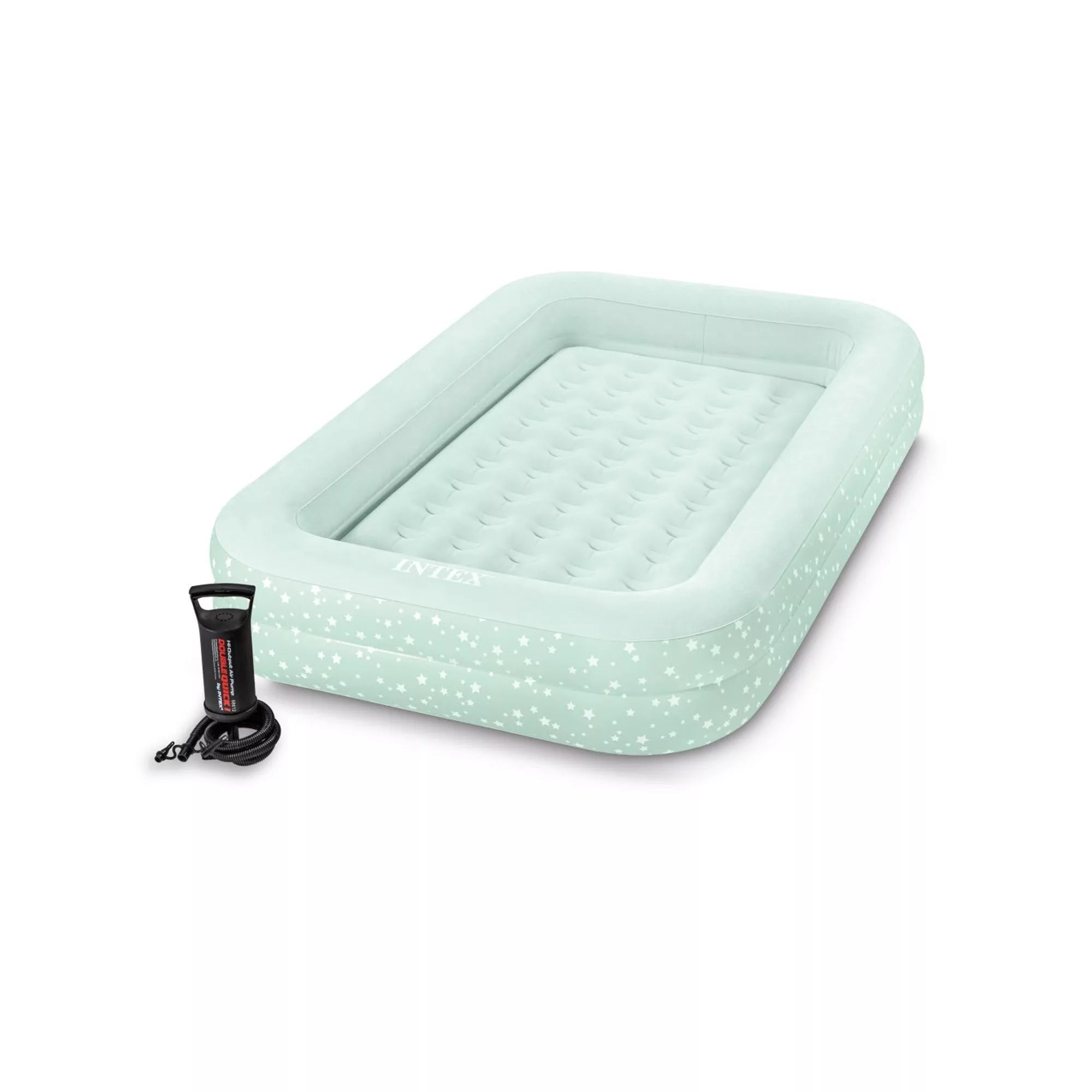 Materasso Gonfiabile da Viaggio Airbed Travel Cozy Kidz 107cm x 168cm x 25cm Verde con stelle Intex