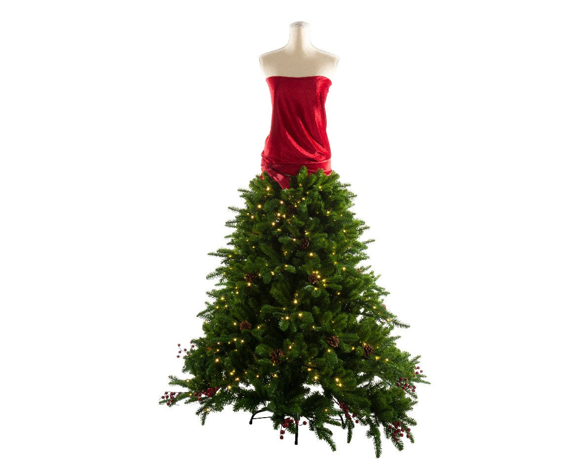 MANICHINO CON ALBERO DI NATALE 700 LED BIANCO CALDO 200CM