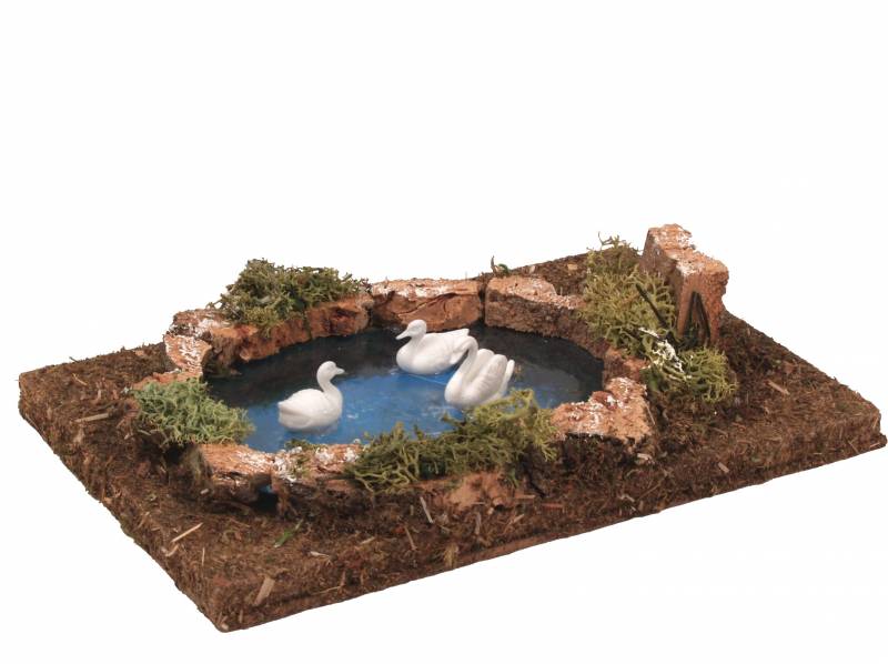 LAGHETTO CON CIGNI 20X13X3CM