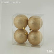4 PALLINE POLY 10CM GLITT ORO