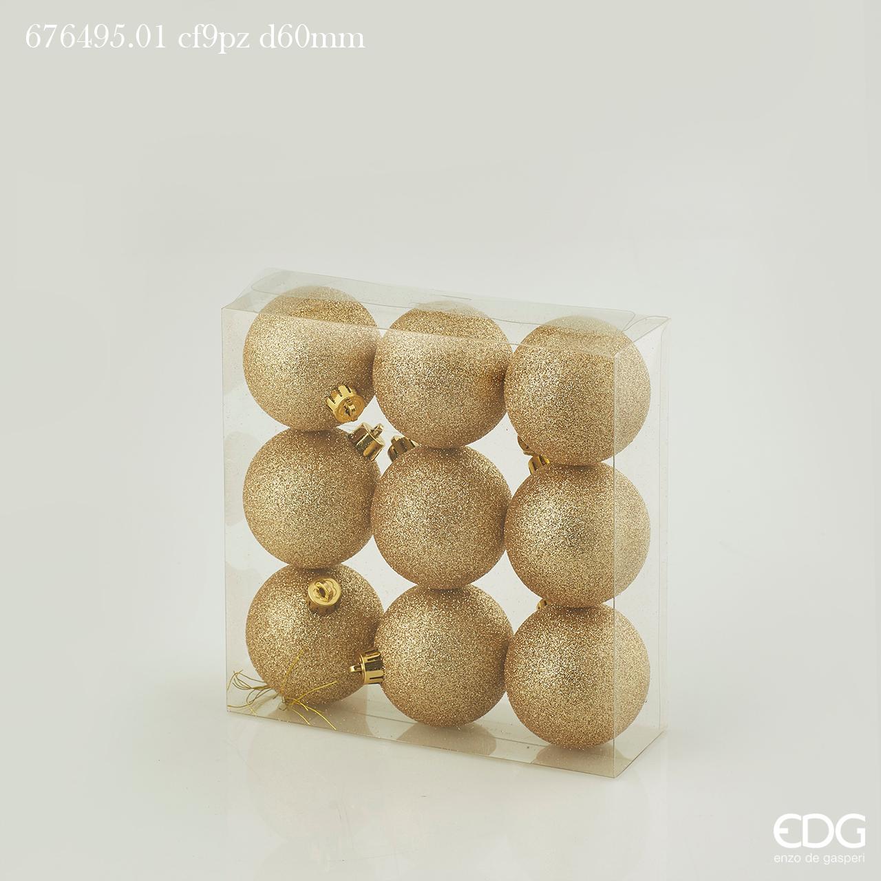 9 PALLINE POLY 6CM GLITT ORO
