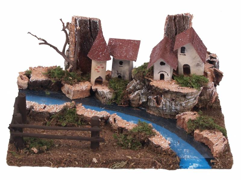 PAESE CON FIUME 26X18X11CM