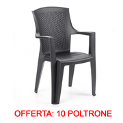 OFFERTA 10 POLTRONE EDEN 60X62X89 CM ANTRACITE