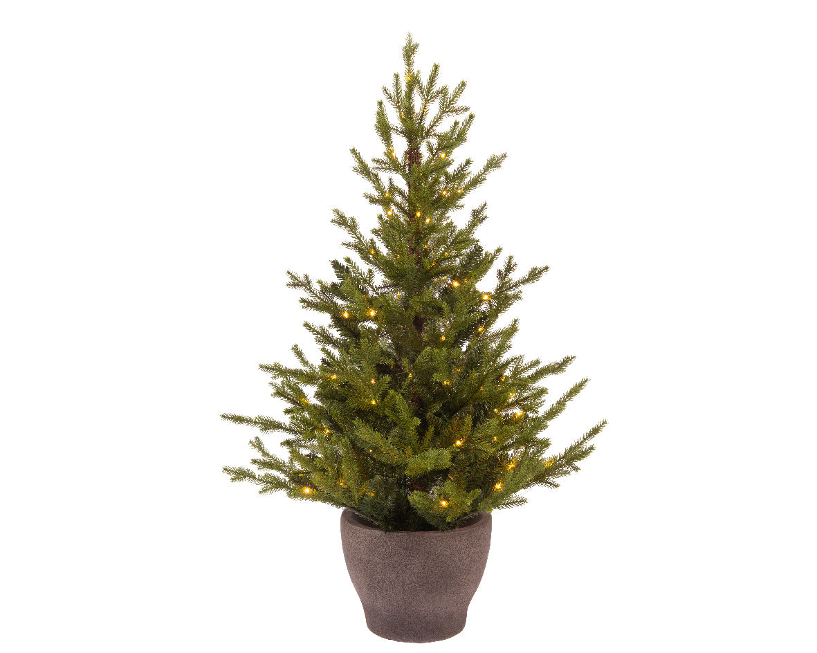 ALBERO DI NATALE ABETE LUMINOSO 120CM 80LED BIANCO CALDO NORWAY VERDE 8 FUNZIONI