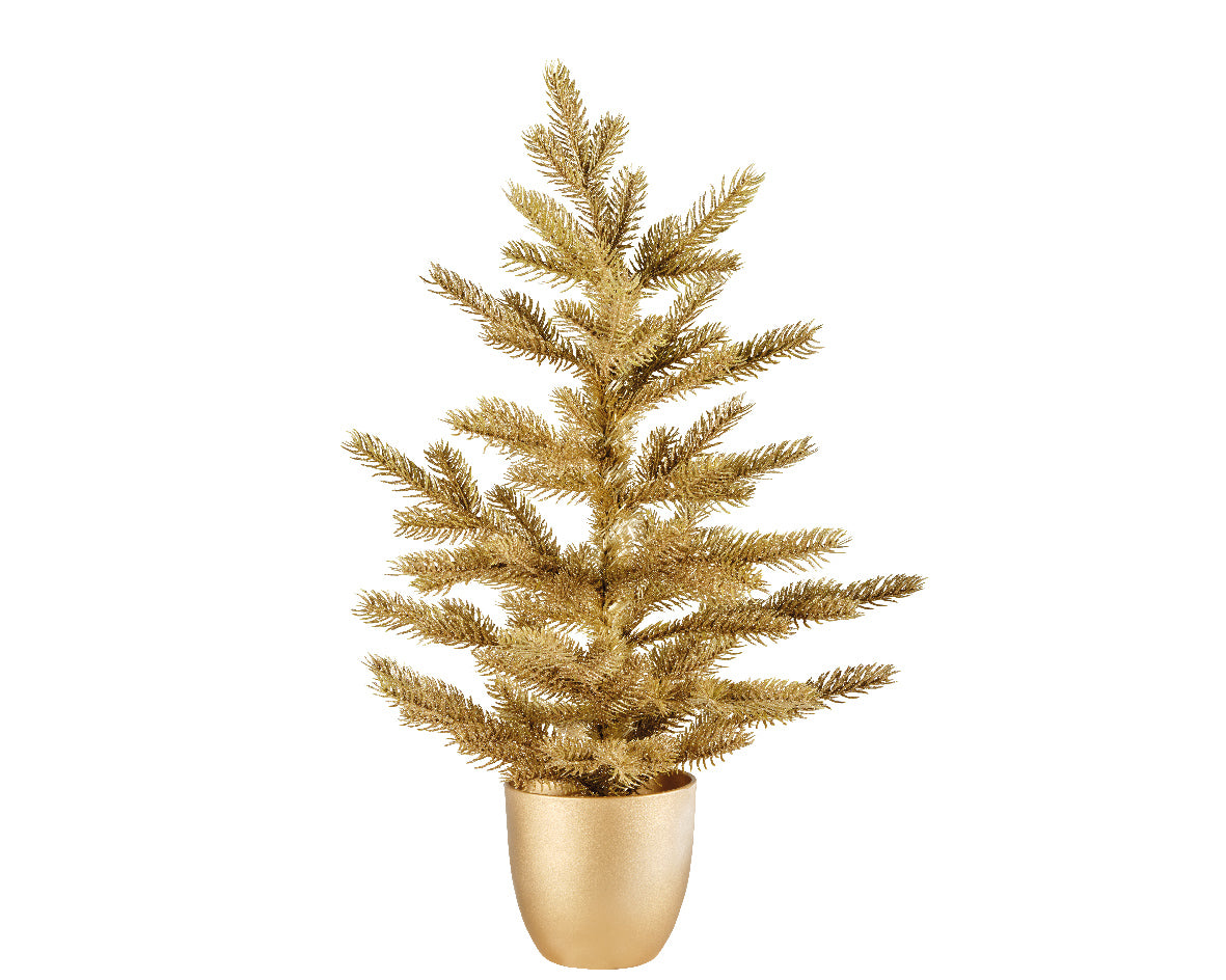 MINI ALBERO DI NATALE ORO 60CM CON GLITTER TIFFANY