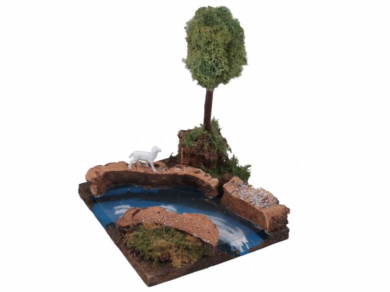 CURVA DI FIUME CON ALBERO 14X14X14CM