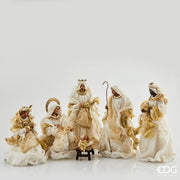 NATIVITÀ IN TESSUTO E RESINA H 36 CM AVORIO E ORO