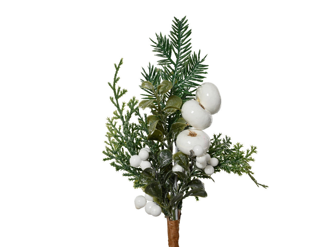 Pick con Decoro Bianco/Verde H.17 cm