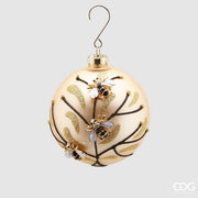 PALLINA IN VETRO CON API 10CM ORO CHIARO