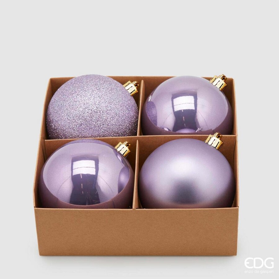 4 PALLINE VIOLA OPACO LUCIDO GLITTER 10CM