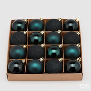 SET 16PZ PALLINE DI NATALE 6CM VERDE SCURO OPACO/LUCIDO/GLITTER