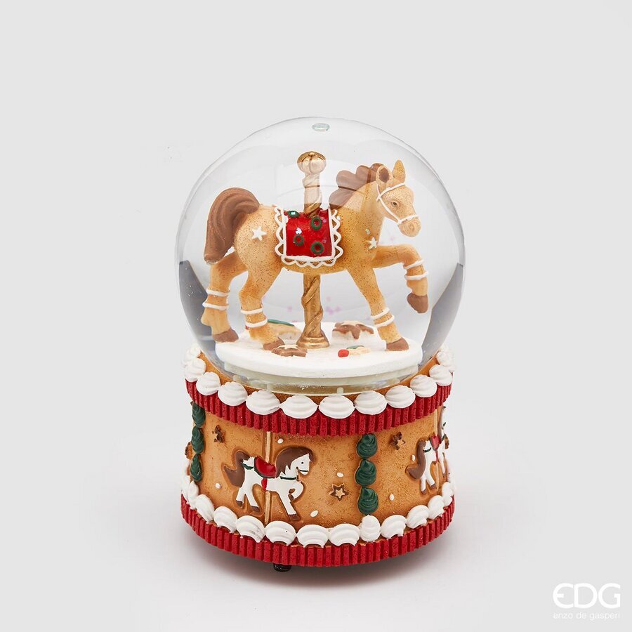 SFERA AD ACQUA CAVALLO CON CARILLON 10XH15CM
