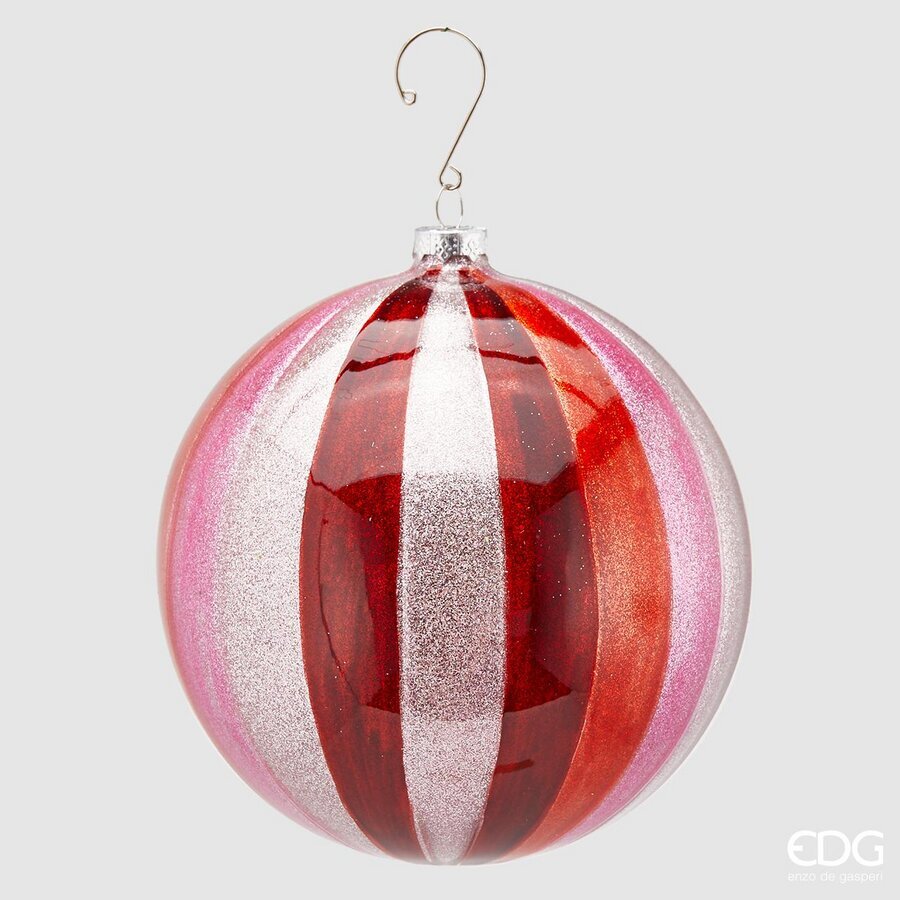 PALLINA IN VETRO RIGHE GLITTER 15CM