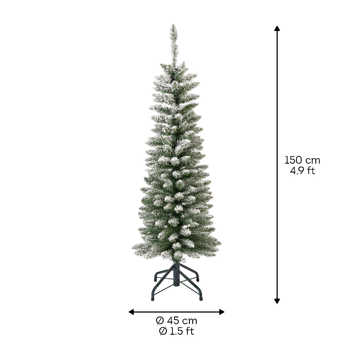 ALBERO DI NATALE SLIM 150CM PENCIL INNEVATO