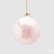 PALLINA IN VETRO ROSA CON MICROBOLLE 10CM