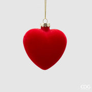 CUORE APPENDIBILE IN VETRO E VELLUTO ROSSO 8CM