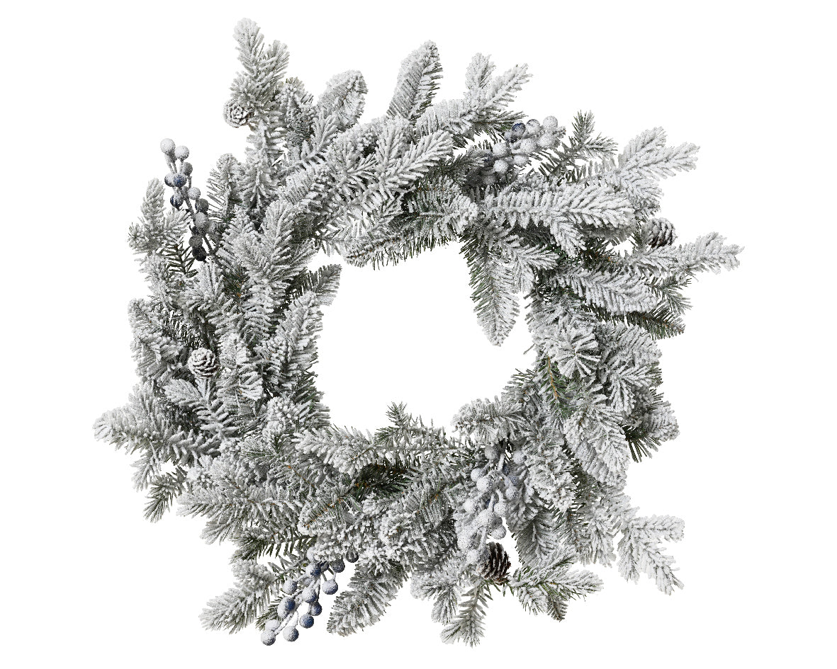Corona di Pioppi Innevata Verde/Bianca D.50 cm