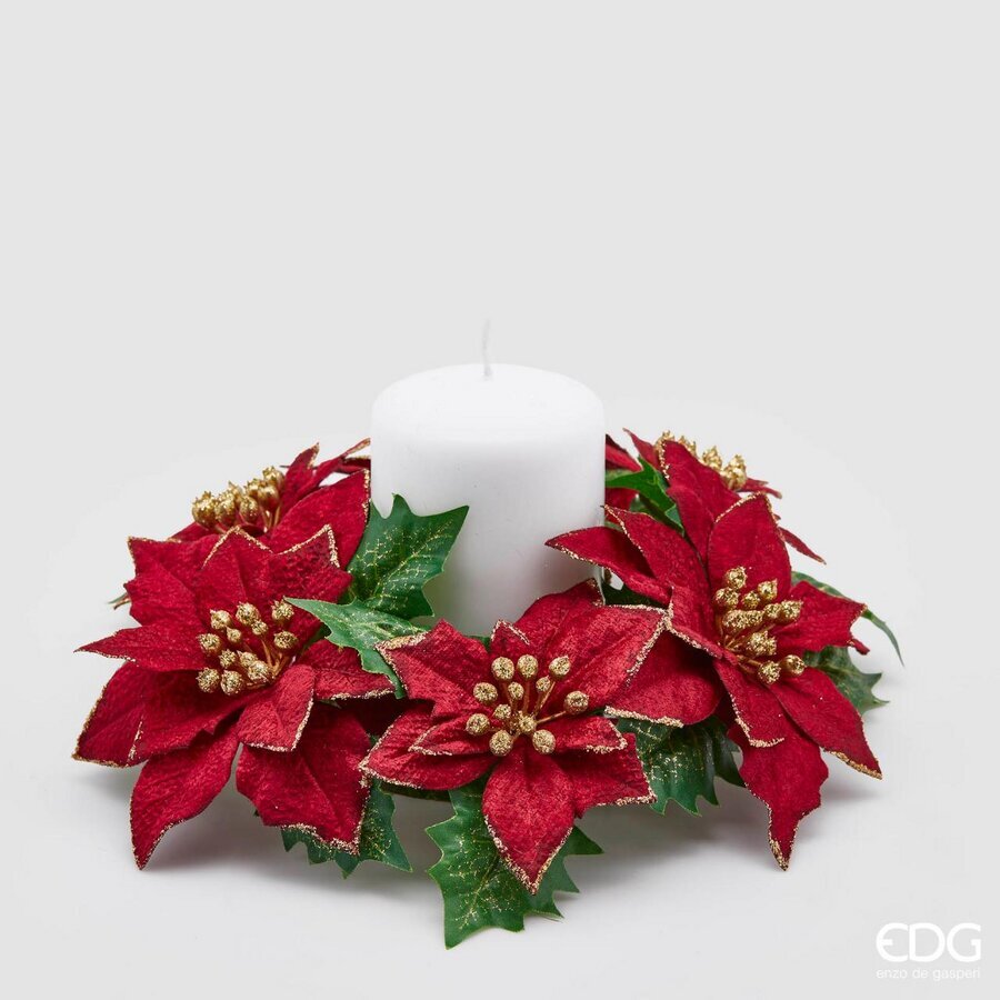 CORONA CON STELLE DI NATALE SOTTOCANDELA D.23CM