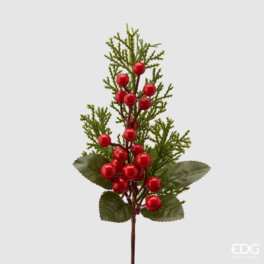 PICK PINO CON BACCHE ROSSE H30CM
