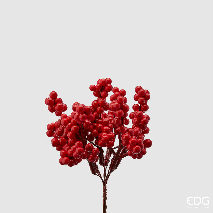 RAMO ARTIFICIALE DI ILEX CON BACCHE ROSSE H17CM