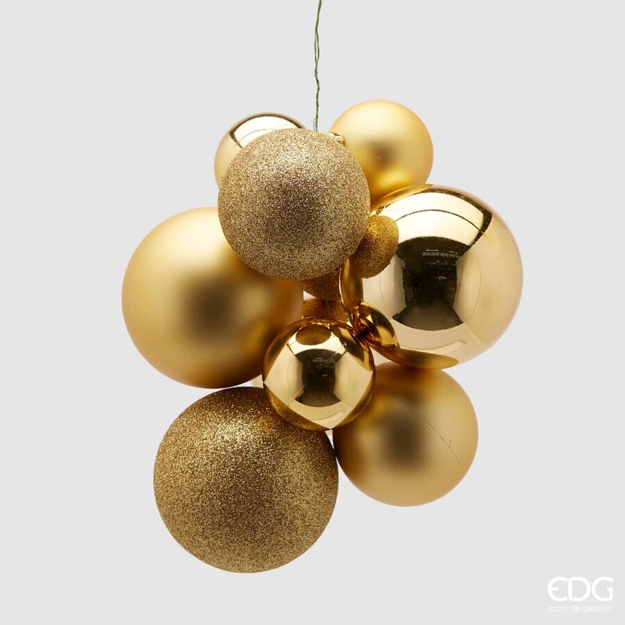 10 PALLINE A GRAPPOLO ORO APPENDIBILI