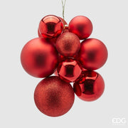 10 PALLINE A GRAPPOLO ROSSE APPENDIBILI