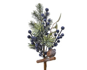 Ramo con bacche effetto brinato altezza 31 cm verde/blu Peraga Christmas