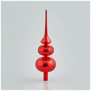 PUNTALE IN VETRO CON DUE SFERE, H35CM, ROSSO