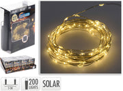 Catena Micro LED a energia solare, 200 LED, luce bianco caldo
