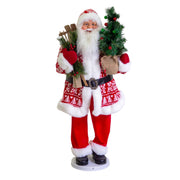 Babbo natale pieghevole tessuto rosso con albero H120cm Peraga Christmas