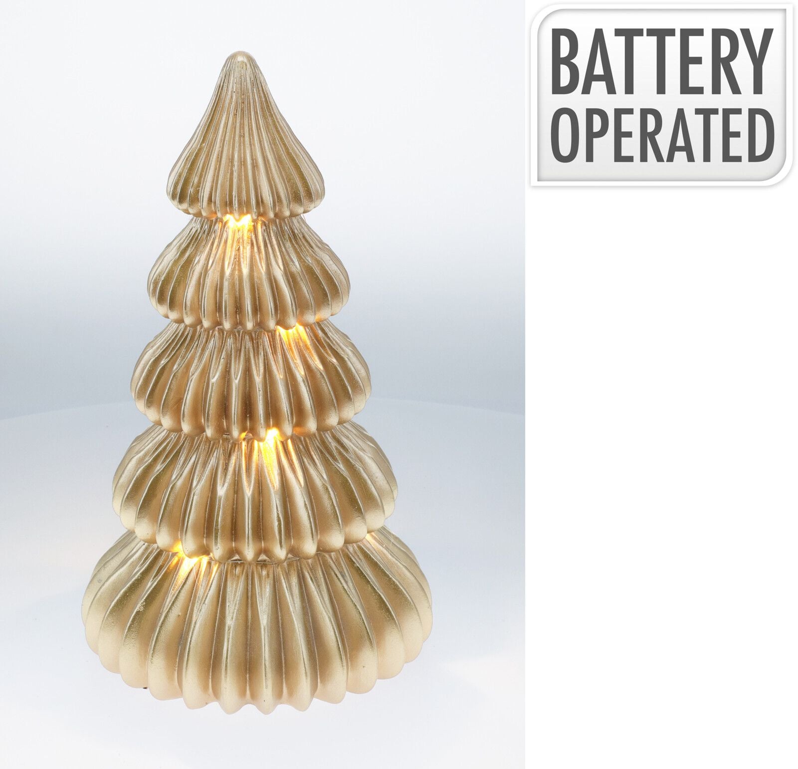 Albero di Natale a LED, altezza 33 cm, colore oro