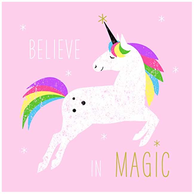 TOVAGLIOLI 16,5x16,5 CM UNICORNO BELIEVE IN MAGIC 20 PEZZI