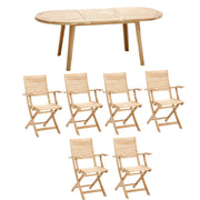 OFFERTA SET DA PRANZO TAVOLO ALL. JAKARTA 180/240X100 IN LEGNO+6 POLTRONE