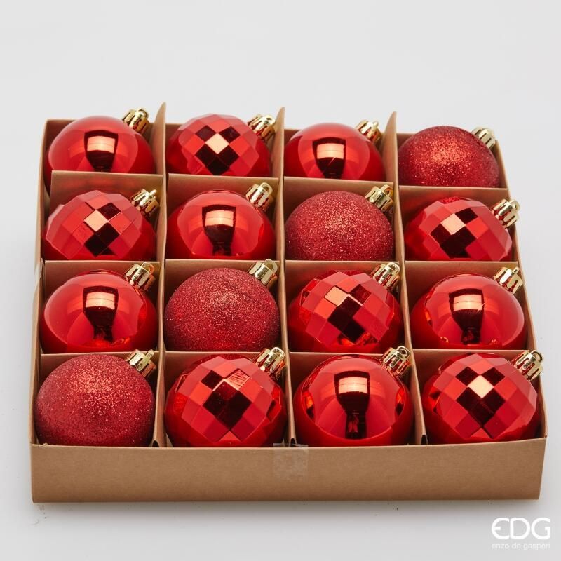 Confezione 16 Palline di natale D.6 Rosso
