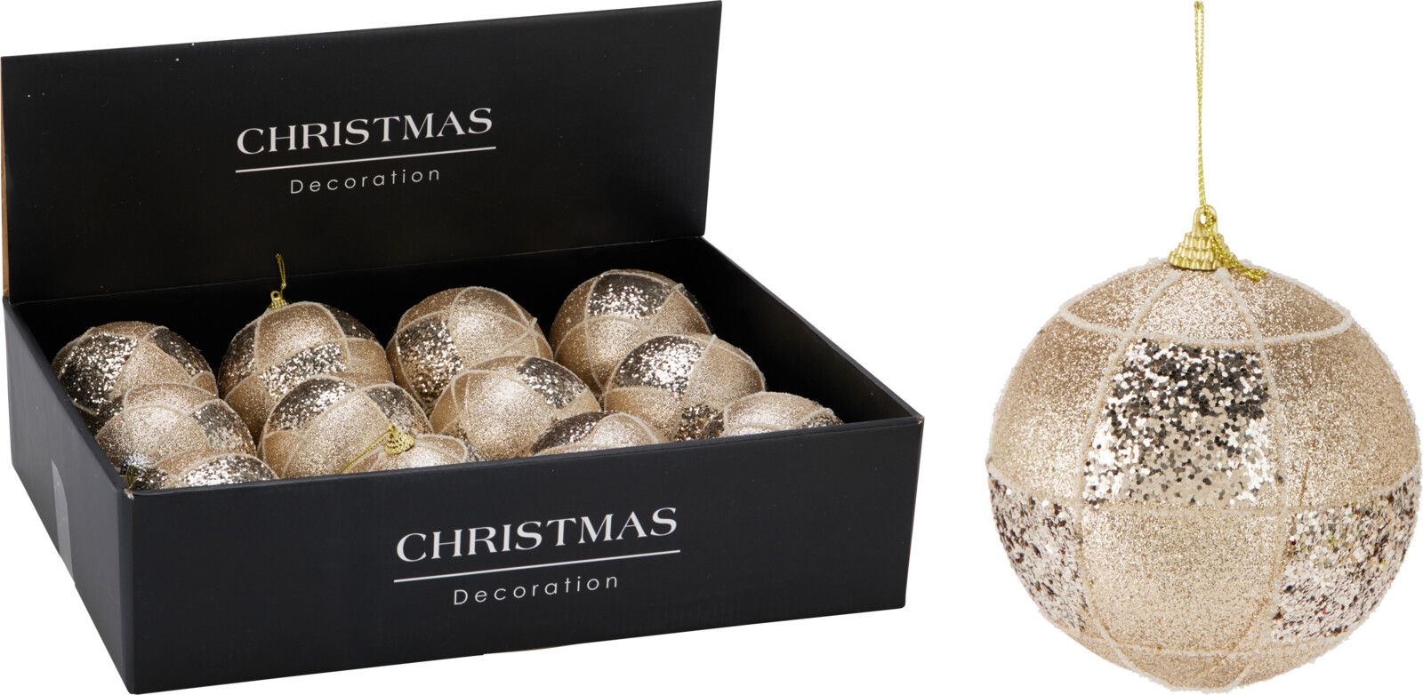 pallina di natale Glitter Natalizia 10cm Champagne